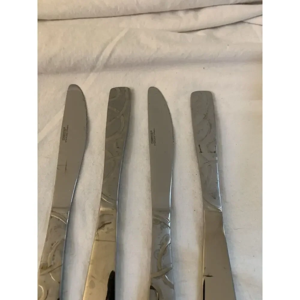 Cambridge Conquest Sand Knifes Stainless Steel Lot 4 Vintage Flatware China